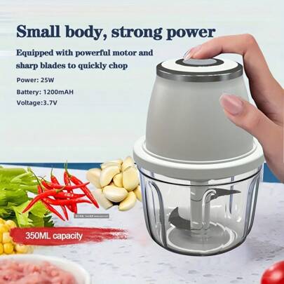 Type-C Rechargeable Electric Garlic Chopper, Multi-Functional Fully Automatic Mixing & Grinding Machine For Home Use