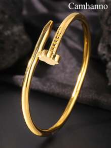 Camhanno 1pc Piece Light Luxury Fashion, High-End Stainless Steel Flower Series Bracelet, Exquisite Craftsmanship, Perfect Presentation, Suitable For Daily/Festival/Banquet/Party - Gold - View 4