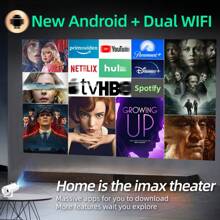 HUASHIJIE 新款 5G 智能投影仪，1080P 全高清家庭影院投影仪，180° 旋转，适用于卧室、电脑、手机、户外、露营、客厅、宿舍、学生、4K 投影仪，情人节、圣诞节、儿童节、父亲节、母亲节的礼物