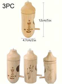 3 件木制蜂鸟屋悬挂迷你装饰蜂鸟屋户外花园庭院木制悬挂装饰品工艺品，户外悬挂喂鸟器用于花园装饰和野生动物景点 - 彩色 - 查看 7