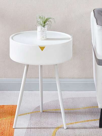 1pc Round Coffee Table, Sofa Side End Small Space Nightst Easy Assembly, Living Room, Bedroom, Outdoor Garden view 7