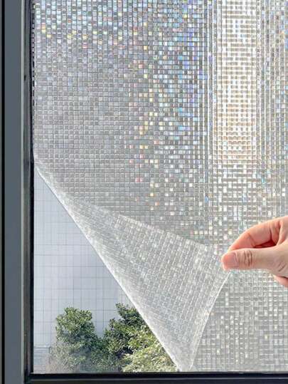 1 Roll Stained Glass Film Translucent For UV Blocking, Window Tint For Car Windows, Reflective Sun Blocking Privacy Film For Balconies, Vinyl Heat Control Frosted Film For Shower Doors