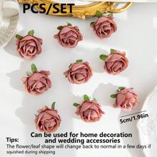 5/10 件人造烤玫瑰花头，适合春秋季婚礼花瓶，适用于家庭、餐厅、卧室、厨房、房间装饰、节日生日派对配件、户外花园装饰 - 豆沙色 - 查看 3