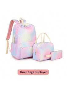 3pcs Color Decor Functional Backpack Set School Bag Set ,School Backpacks For Girls Kindergarten Elementary Preschool Middle School Bags,Large Capacity Bookbag & Hand Lunch Bag,For Graduate, Teen Girls, Freshman, Sophomore, Junior & Senior In College, University & High School, Perfect For Outdoors ,Travel & Back To School 3PCS Large Capacity Laptop Backpack, Lightweight Preppy School Bag, Portable College Daypack & Knapsack For Travel