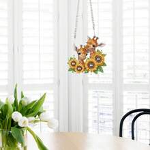 1 PC Diamond Art Painting Hanging Pendant Kits Sunflower Giraffe 5D DIY Diamond Art Creative Design Special Shaped Crystal Pendant Kits Home Decoration Pendant Ornament