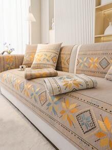 1pc Bohemian Chenille Sofa Cushion Cover, Modern & Minimalist, Dust-Proof, Anti-Slip, Washable Couch Protector Slipcover, Warm, Fade-Resistant, Pet-Friendly, Suitable For Bedroom, Office, Living Room, L-Shaped Sofa 1/2/3/4 Seater
