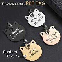 Placa de identificação personalizada em aço inoxidável em formato de gato para animais de estimação. Grave o nome e as informações de contato do seu pet. Acessório estiloso e moderno para pets, ideal para presentear com peças decorativas. Elegante, moderna, colorida, vintage, fofa e exclusiva. Perfeita para aniversários e outras ocasiões especiais. Ideal para coleiras, guias e peitorais personalizados. Conforto e estilo, perfeito para curtir momentos de lazer ao ar livre. Design divertido para pets. - Multicolorido - Ver 2