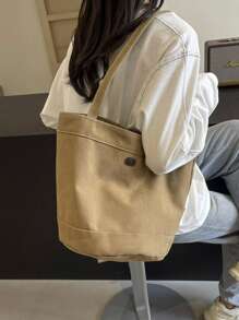Dikke canvas tas voor dames, geschikt voor woon-werkverkeer, school, winkelen, aanpasbare tekst