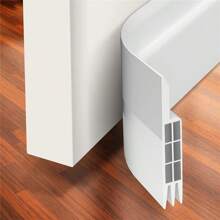 1pc Door Draft Stopper, White, Black And Dark Brown Color, Plastic Material, Suitable For Home, Commercial Use And Automotive, Self-Adhesive Rubber Door Seal Strip - Anti-Theft, Soundproof, Windproof, Anti-Collision, Anti-Dust, Applicable For Bedroom And Entrance Doorway