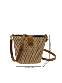 HAILIAN Túi xách nữ tối giản bằng rơm, kiểu dáng mới mùa xuân, túi đeo vai chéo dễ thương dành cho công sở và du lịch, phù hợp sử dụng hàng ngày, có thể làm quà tặng hoặc quà lưu niệm nhỏ, mẫu túi đi biển được ưa chuộng nhất. - màu nâu - Xem 10