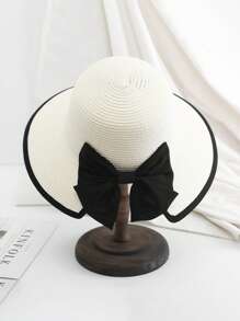 1pc Women's Straw Hat, Boho Style Summer Beach Hat, Bowknot Sun Protection Hat For Holiday, Versatile - Multicolor - View 15