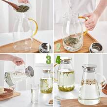 2-In-1 Glass Teapot 77 Oz, Heatproof Borosilicate Glass One-Touch Tea Kettle, Leakproof Infusion Beverage Pitcher - Multicolor - View 6