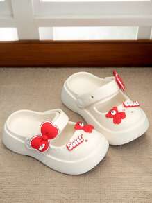 New EVA Girls Sandals, Kids Shoes, Cute Cartoon Bear Bow Pattern, Fashionable, Comfortable, Lightweight, Smooth Shoes, Garden Shoes, Indoor Home, Outdoor Travel, Beach Walk, Leisure Sandals, Beach Shoes
