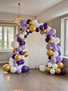 61/110pcs Purple Gold White Balloon Flower Balloon Latex Balloon Arch Set Suitable For Valentine's Day Bride Gift Giving,Golden Glitter Transparent Balloon,Engagement Wedding Party,Wedding Anniversary Decoration,Balloon Garland Kit,Wedding Balloons Set,Birthday Party Gifts Graduation Birthday Decorations Party Decorations Bachelorette Decor Graduation Decorations
