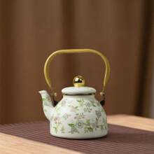 1 件花卉主题珐琅茶壶、咖啡壶、水壶、手冲水壶 - 珐琅钢结构、花卉和大手柄设计、容量大、多用途、耐热、适合所有季节和场合，适用于水、咖啡、油、醋、桌面装饰、生日派对、节日、户外野餐和露营 - 彩色 - 查看 4