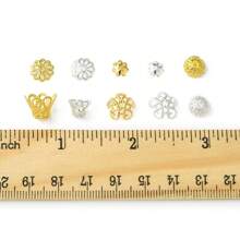 About 1180Pcs 10 Styles Iron Bead Caps, Golden & Silver, 6~11x1~8mm, Hole: 1~1.5mm