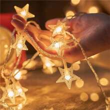 1pc 20-LED Warm White Star String Lights, Battery Powered Fairy Lights For Indoor Use, Suitable For Party, Wedding, Holiday Decor, Girls Birthday, Bedroom, Garden Decor