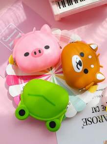 1pc Cat, Frog, Puppy Animal Shaped Coin Storage Bag,Coin Wallet, Key Storage Bag, Canvas Wallet, Cute Coin Wallet, Change Cash Bag, Data Cable, Headphone Storage Bag, Reusable Small Item Storage Bag, Suitable For Vacation, Beach, And Daily Life. It Is The Best Gift For Mothers, Teachers, And Friends, A Portable Small Wallet - Multicolor - View 3