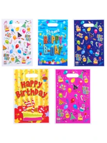 30 个生日快乐礼品袋，塑料玻璃纸礼品袋，卡通风格生日主题礼品包装手提袋，生日家庭节日派对装饰用品，礼品包装用品