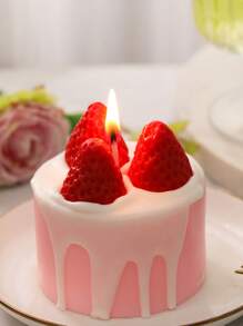 Sweet Ins-Style Strawberry Cake Scented Candle, Natural Soy Wax Handmade Birthday Cake-Shaped, Simulated Cream Piping + Strawberry Fruit Decor, Long-Lasting Sweet Strawberry Fragrance, Suitable For Birthday Party, Wedding Dessert Table, Valentine's Day Gift, Christmas Home Decor, All Seasons Girly Atmosphere Essentials Gifts Graduation