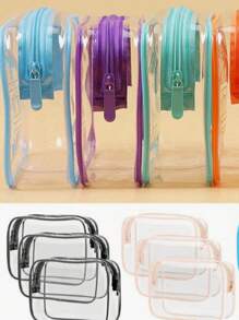 1pc(S/M/L)White Portable Clear Makeup Bags With Zippers, Perfect For Music Festival Makeup Organizer Makeup Storage Bag Mini Pouch Travel Small Makeup Case Accessories Make Up Holder Brush Bag Make Up Container Cosmetic Bag Travel Essentials Ladies Accessories Travelling Stuff School Supplies Make Up Bag Holiday Essentials Makeup Pouch Holiday Winter 2024 - Red - View 7