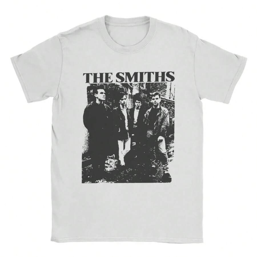 The Smiths Vintage Pencil Drawing Style T-Shirt For Men Music Casual Pure Cotton Tee Shirt O Sleeve T Shirt Printing Clothing