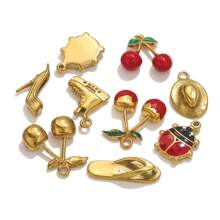 3-5 PCS Stainless Steel Small Accessories Accessories Drop Oil Cherry Pendant DIY Bracelet Necklace Pendant Key Ring Accessories Pendant Accessories - Pendants - View 1