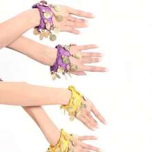 زوج من أساور الرقص الشرقي للأداء، أساور تزيين اليد، أساور علاقة لمسابقات الرقص، أساور لأداء الرقص الشعبي، مناسبة لعروض الرقص - متعدد الألوان - مشاهدة 4