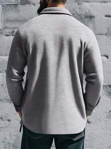 2025 Spring & Autumn Casual Men's Thermal Lined Collared Single Breasted Solid Color Slim Fit Jacket - Light Grey - View 2