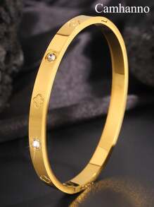 Camhanno 1pc Piece Light Luxury Fashion, High-End Stainless Steel Flower Series Bracelet, Exquisite Craftsmanship, Perfect Presentation, Suitable For Daily/Festival/Banquet/Party - Gold - View 17