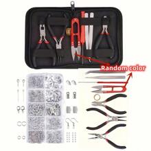 1 set Kit de inicio de joyería de lujo, juego completo de accesorios para aretes y collares, cuentas DIY, herramientas de alicates para reparación de joyas, manualidades y diseño, adecuado para adultos, principiantes y aficionadas