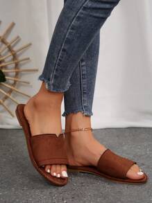 Sandalias planas casuales para mujer, con punta redonda, antideslizantes, para usar en interiores, exteriores y playa
