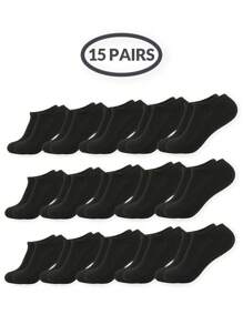 1/2/5/10/15/20/30 pares de calcetines cortos negros simples y versátiles para hombre, talla grande, sueltos, transpirables y cómodos para uso diario