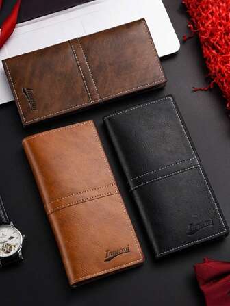 1 pieza Cartera larga de hombre, billetera delgada, gran capacidad con múltiples ranuras para tarjetas, incluye traje informal, cartera larga de alta gama, adecuada para adolescentes, casual, al aire libre, atletismo o viajes de vacaciones, regalos de graduación o accesorios de vestir para cumpleaños