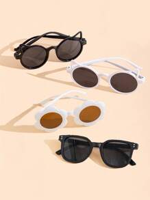 4pcs New Fashion Kids Glasses Set - Cute Small White Flower Glasses, White Kitten Ear Style Glasses, Fresh Daisy Children Glasses, Pink Heart Design Glasses