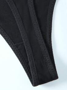 5 pièces Culottes sport taille haute à la taille élastique pour femmes, culottes simple sexy confortable et respirante, sous-vêtements triangulaires, ensemble de fitness et yoga à taille large en une pièce