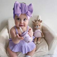 1 Stück große Schleife Baby Waffel Stirnband - Verschiedenfarbig - Übersicht 1