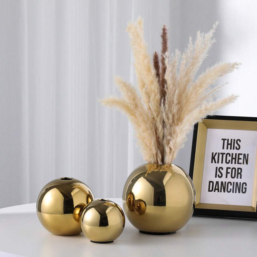 1PC Porcelain Vase With Geometric Stripe Gold And Silver Plating,Room Decor,Home Decor,Kitchen Decor,Wedding Decor,Table Decoration,Centerpieces,Office Decor,Garden Decor,Outdoor Decor Gifts Birthday Graduation Flower Vase Glass Vase