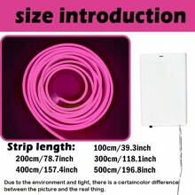 柔性霓虹LED灯带，粉色，太空主题，开关控制，电池供电（不含电池），纯白光，适合情人节，DIY造型，室内氛围照明，节日装饰 - 粉色 - 查看 8