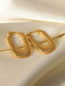 One Pair Of Sophisticated Women's High-End Metallic Earrings - Stainless Steel Jewelry With Unique Luxury Design - Perfect For Fashion-Forward Individuals