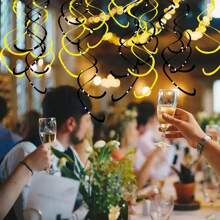 6 pièces d'ornements suspendus en spirale double en PVC argenté en or/or rose/vert/multicolore. Guirlandes en spirale en plastique pour décorations de plafond de fête. Rubans en spirale à double queue pour décoration d'anniversaire, mariage, Noël, Halloween. Assemblage DIY requis.