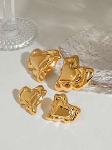 Uworld 1 paire de boucles d'oreilles en acier inoxydable en forme de cœur pour femmes, design en métal liquide plaqué or 18 carats. Bijoux féminins personnalisés et , convenant pour le port quotidien, les vacances, les fêtes, etc.