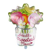 1pc Mother's Day Balloon: Heart-Shaped Floral Bouquet Balloon With Bowties, Happy Mother's Day Party Decorations - Multicolor - View 11