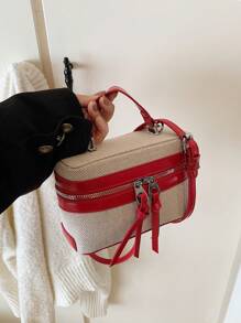 1 pieza Bolsa de cosméticos grande y simple con estilo de fragancia, Bolsa de cosméticos portátil con estilo de fragancia a cuadros, Nueva bolsa cuadrada pequeña de moda, Bolsa de lápiz labial, Bolso de mano, Bolso de hombro, Bolso cruzado, Adecuado para banquetes, compras, ir a trabajar, escuela secundaria, preparatoria, universidad