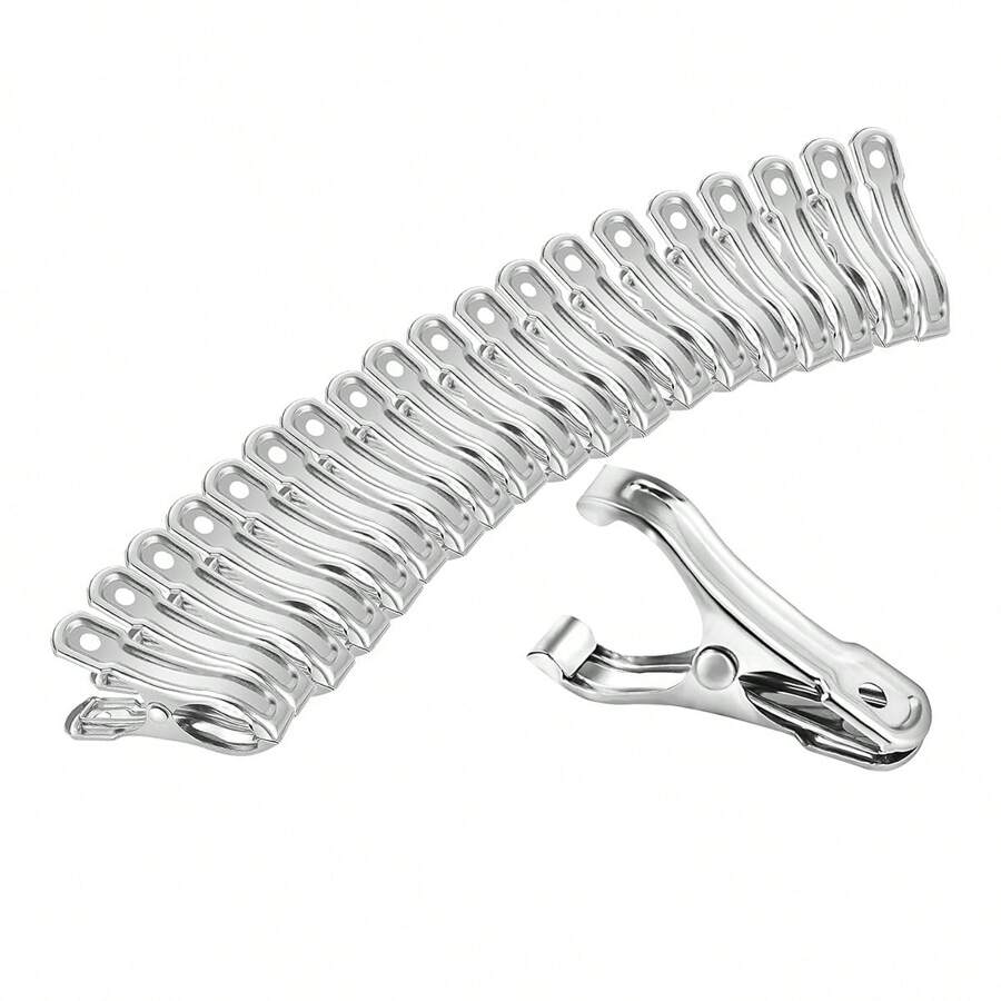 花园夹，不锈钢温室夹，用于网状结构的温室夹，具有强大的抓地力，可以将遮阳布或植物覆盖物固定在花园箍上（20 个装） - 銀色 - 查看 1