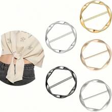 5 pièces Ensemble de clips d'anneau pour t-shirt en métal - Accessoires de mode pour chemises, foulards et chapeaux, boucles rondes invisibles pour attache, pour la décoration de vêtements