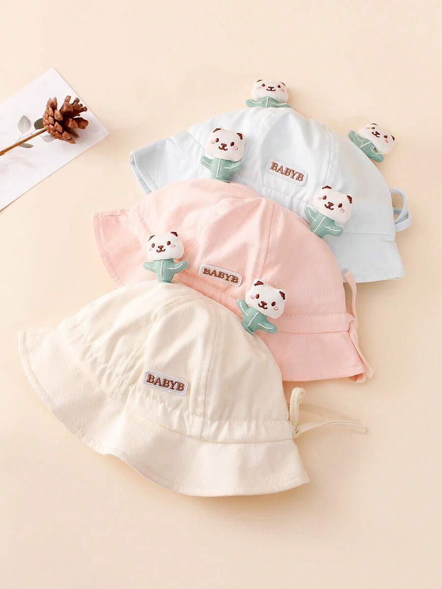 1 buah Topi Bayi, Topi Matahari Pas untuk Musim Semi/Musim Gugur, Topi Ember, Desain Beruang 3D Lucu, Dapat Diatur Ukurannya - 1PC - View 1