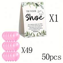 50 个鞋带游戏图标婴儿送礼会标牌、49 个粉色乳胶气球和 1 个标牌、有趣的派对游戏装饰（其他儿童派对装饰） - 彩色 - 查看 2