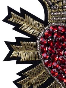 2pcs Red Girl Handmade Beading Crown Heart Patch, Personalized DIY Clothing Accessory Embroidery Sewing Iron-On Patch Applique Decoration Badges Brooch For Clothes, Shoes, Bags, Festival Party