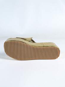 简约舒适厚底拖鞋，新款金色露趾厚底坡跟沙滩拖鞋，适合春夏季 - 金色 - 查看 5